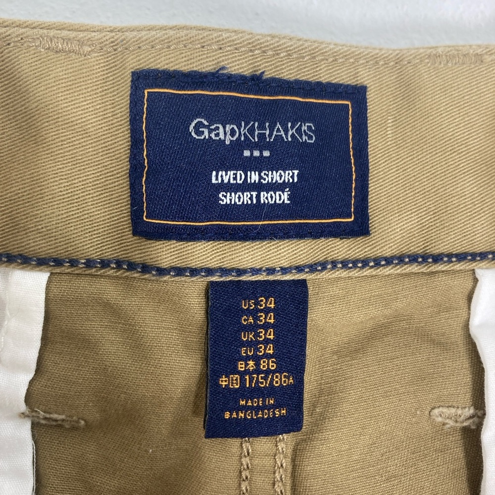 GAP Khakis Lived In Flat Front Chino Shorts Tan Men's Size 34 Summer Outdoor - Picture 3 of 16